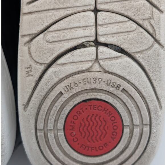 Fit Flop Rally Leather Sneaker Shoes Women's X22-001 Black/White Size US8 EU39 - Picture 11 of 13